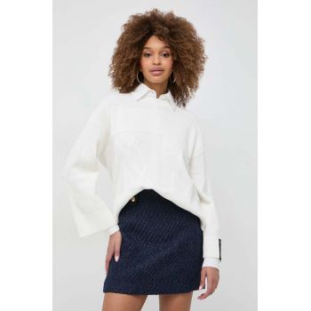 Armani Exchange pulover de bumbac culoarea alb