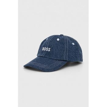 BOSS șapcă de baseball din bumbac culoarea bleumarin, cu imprimeu 50510320