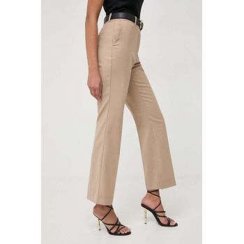 Ivy Oak pantaloni din lână culoarea bej, drept, high waist IO115166