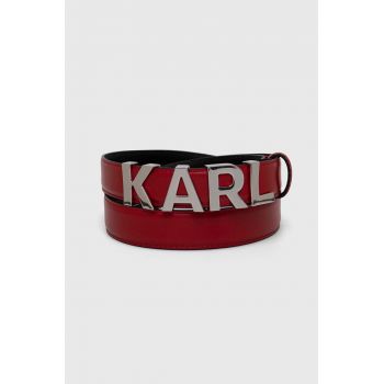 Karl Lagerfeld curea de piele femei, culoarea rosu