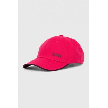 Boss Green șapcă de baseball din bumbac culoarea roz, neted