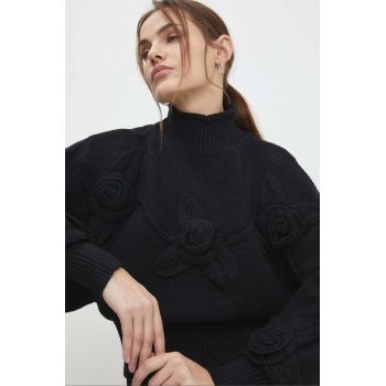 Answear Lab pulover de damă, culoarea negru, pe gât