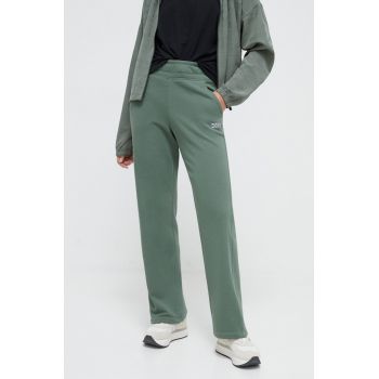 Dkny pantaloni de trening culoarea verde, neted ieftin