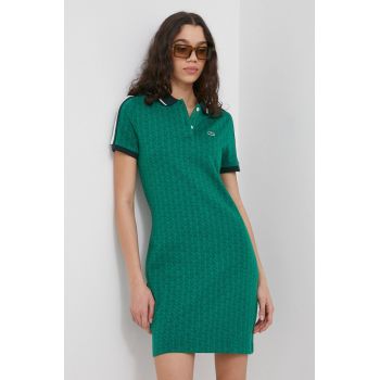 Lacoste rochie din bumbac culoarea verde, mini, drept