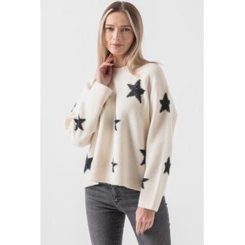 Pulover din amestec de lana cu model cu stele Starlet