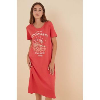 women'secret cămașă de noapte din bumbac Harry Potter culoarea rosu, bumbac, 4446208 la reducere