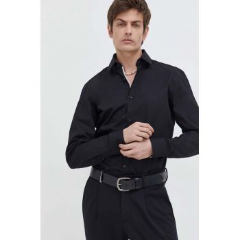 HUGO cămașă din bumbac bărbați, culoarea negru, cu guler clasic, slim 50508294