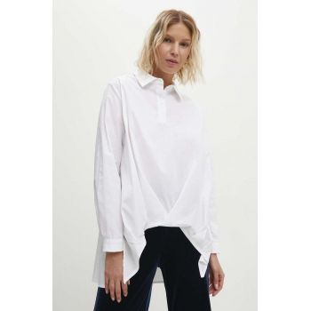 Answear Lab bluza femei, culoarea alb, cu guler clasic, relaxed