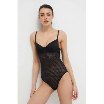 United Colors of Benetton body culoarea negru, dantela, neted ieftin