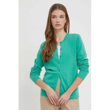 United Colors of Benetton cardigan din lana culoarea verde, light
