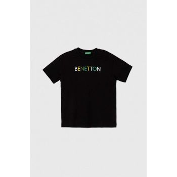 United Colors of Benetton tricou de bumbac pentru copii culoarea negru, cu imprimeu