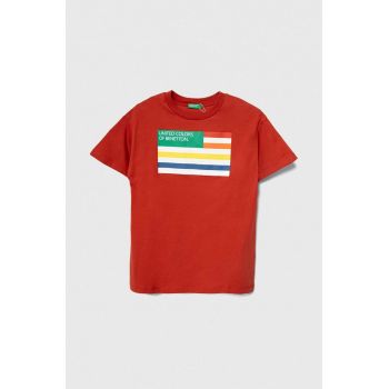 United Colors of Benetton tricou de bumbac pentru copii culoarea rosu, cu imprimeu