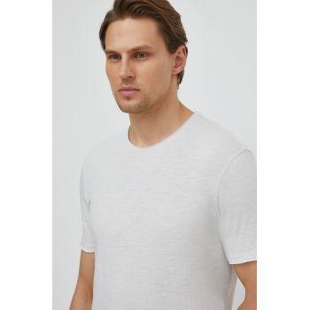 Sisley tricou din bumbac barbati, culoarea gri, neted