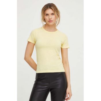 American Vintage tricou din bumbac femei, culoarea galben