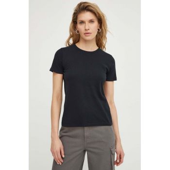 American Vintage tricou din bumbac femei, culoarea negru