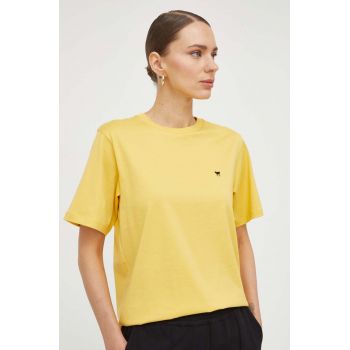 Weekend Max Mara tricou din bumbac femei, culoarea galben 2415970000000