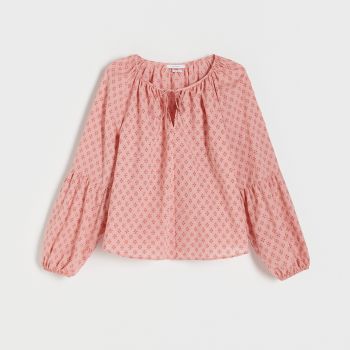 Reserved - Bluză cu inserții cu model - Roz