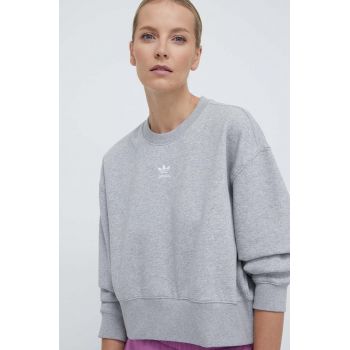 adidas Originals bluză Essentials Crew Sweatshirt femei, culoarea gri, melanj, IA6499
