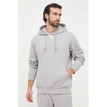 adidas bluză bărbați, culoarea gri, cu glugă, melanj IX3958