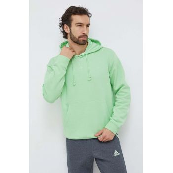 adidas bluză bărbați, culoarea verde, cu glugă, uni IX3951