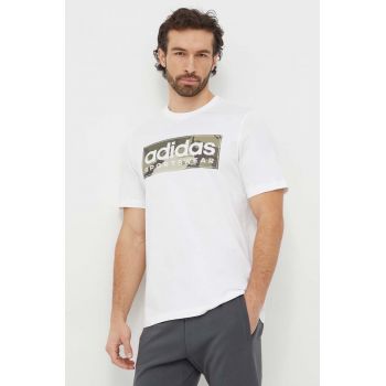 adidas tricou din bumbac bărbați, culoarea alb, cu imprimeu IN6473