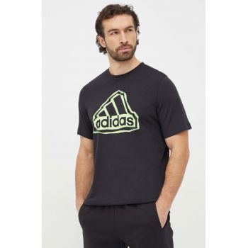 adidas tricou din bumbac bărbați, culoarea negru, cu imprimeu IM8300