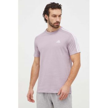 adidas tricou din bumbac bărbați, culoarea violet, cu imprimeu IS1331
