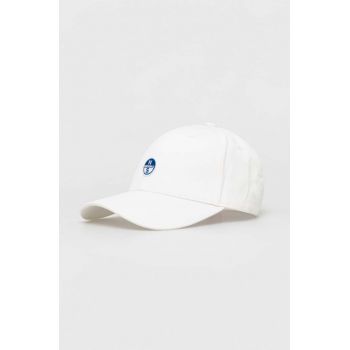 North Sails șapcă de baseball din bumbac culoarea alb, cu imprimeu