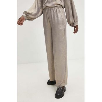 Answear Lab pantaloni femei, culoarea auriu, lat, high waist