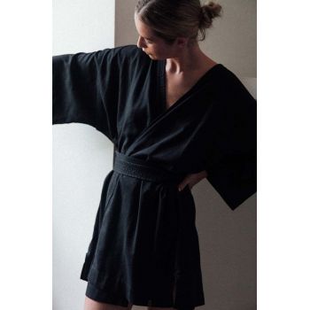 MUUV. rochie din amestec de in MAISON MAHALI culoarea negru, mini, oversize
