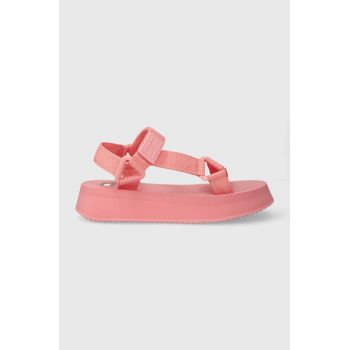Tommy Jeans sandale TJW EVA SANDAL femei, culoarea roz, cu platforma, EN0EN02466