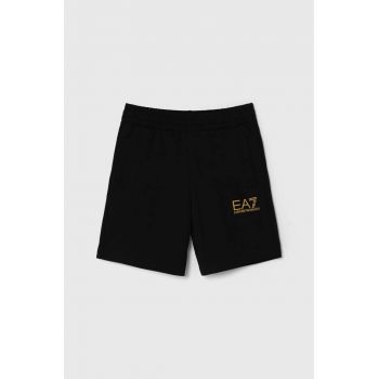 EA7 Emporio Armani pantaloni scurți din bumbac pentru copii culoarea negru