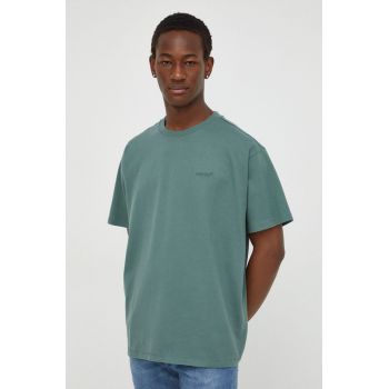 Levi's tricou din bumbac barbati, culoarea verde, neted