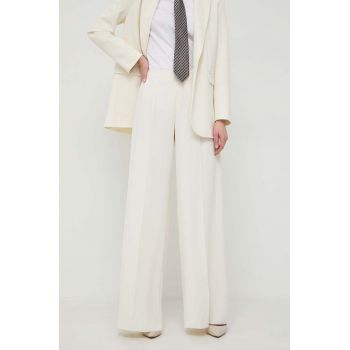 MAX&Co. pantaloni femei, culoarea alb, drept, high waist 2416130000000