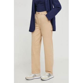 Pepe Jeans pantaloni Betsy femei, culoarea bej, drept, medium waist