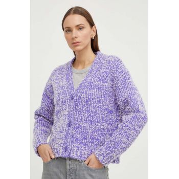 Samsoe Samsoe cardigan din lana culoarea violet, călduros