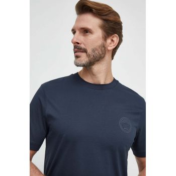 BOSS tricou din bumbac bărbați, culoarea bleumarin, cu imprimeu 50507787