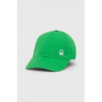 United Colors of Benetton șapcă din bumbac pentru copii culoarea verde, neted