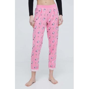 United Colors of Benetton pantaloni de pijama x Peanuts femei, culoarea roz ieftine