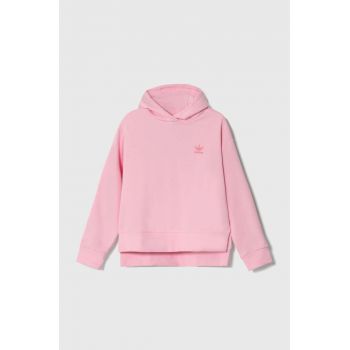 adidas Originals bluza copii culoarea roz, cu glugă, neted