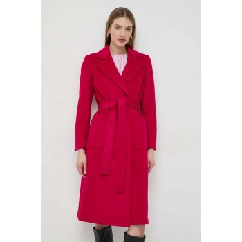 MAX&Co. palton de lana culoarea roz, de tranzitie, desfacut