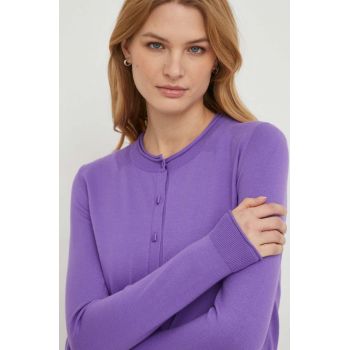 Sisley cardigan femei, culoarea violet, light