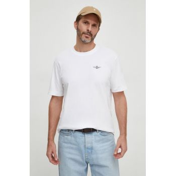 Aeronautica Militare tricou din bumbac barbati, culoarea alb, cu imprimeu