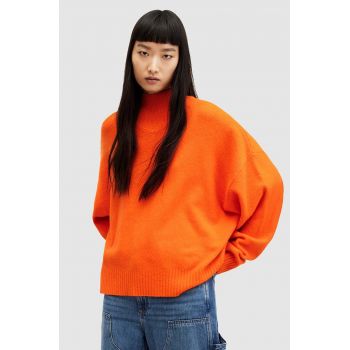 AllSaints pulover ASHA culoarea portocaliu, călduros, cu guler