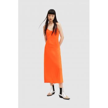 AllSaints rochie Bryony culoarea portocaliu, midi, drept