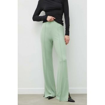 Day Birger et Mikkelsen pantaloni femei, culoarea verde, lat, high waist