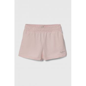 Pepe Jeans pantaloni scurți din bumbac pentru copii NERISSA culoarea roz, neted