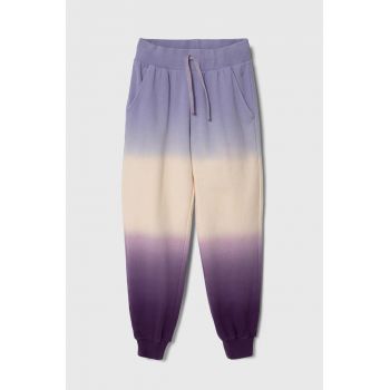 United Colors of Benetton pantaloni de trening din bumbac pentru copii culoarea violet, modelator