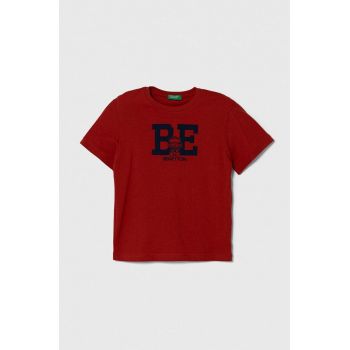 United Colors of Benetton tricou de bumbac pentru copii culoarea rosu, cu imprimeu