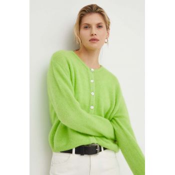 American Vintage cardigan din lana culoarea verde, călduros